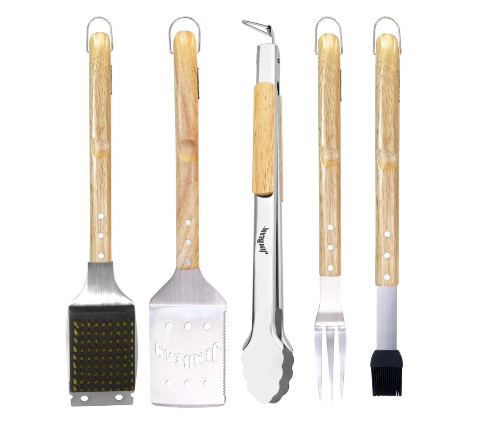 Jim Beam 5pcs Grill Tool Set (Grill Brush, Spatula, Tongs, Fork, Basting Brush)