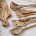 Olive Wood Utensils Set for Cooking 6Pcs, Wooden Kitchen Utensil Set Farmhouse